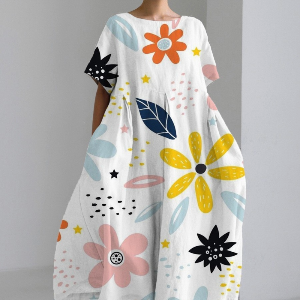 Robe Décontractée en Coton Jaune - Style Polyvalent et Confort Optimal