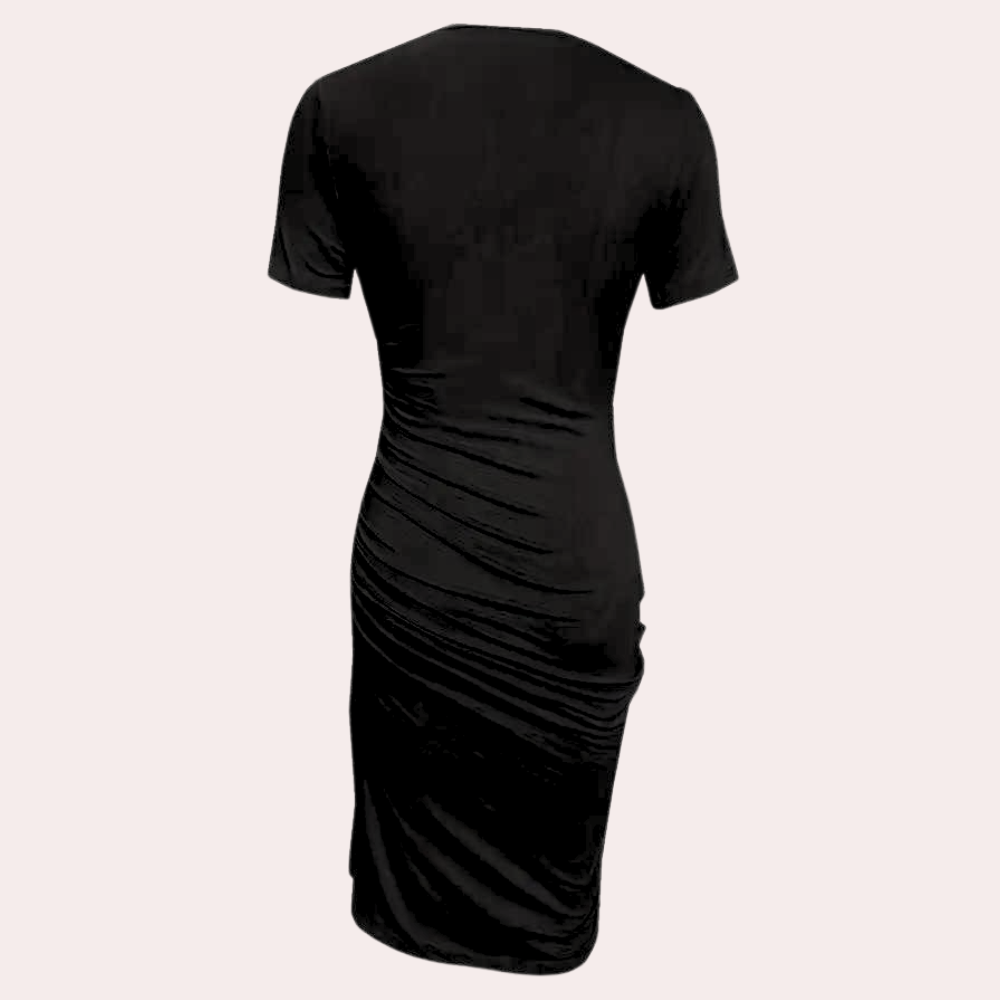 Robe Élégante Noire pour Femmes - Style Intemporel avec Encolure Ronde