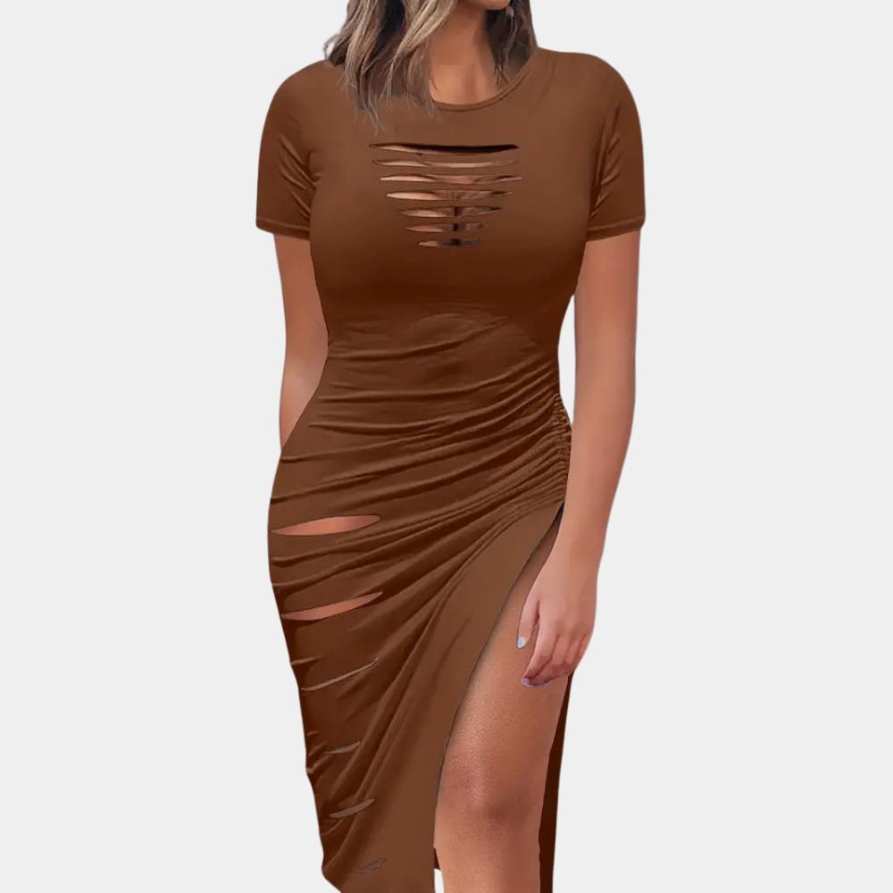 Robe Élégante Noire pour Femmes - Style Intemporel avec Encolure Ronde