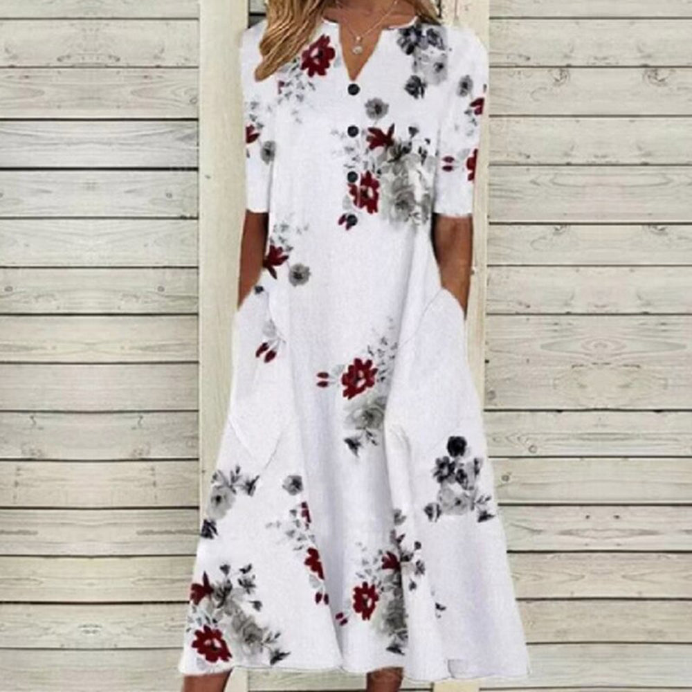 Robe d'été à Motif Floral - Style Élégant et Confortable