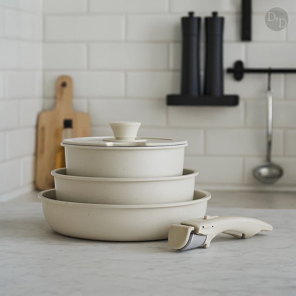 Casseroles Antiadhésives Économisant de l'Espace - Cuisson Saine et Rangement Pratique