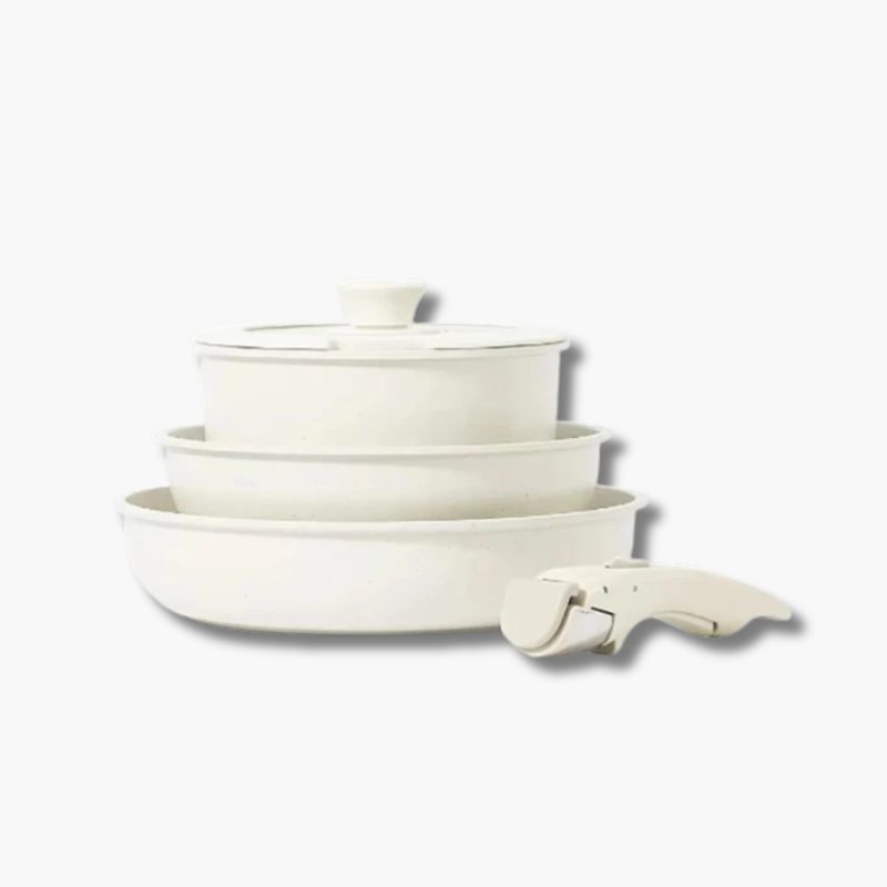 Casseroles Antiadhésives Économisant de l'Espace - Cuisson Saine et Rangement Pratique