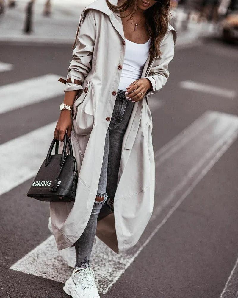 Manteau Imperméable Long pour Femmes - Chic et Léger pour le Printemps
