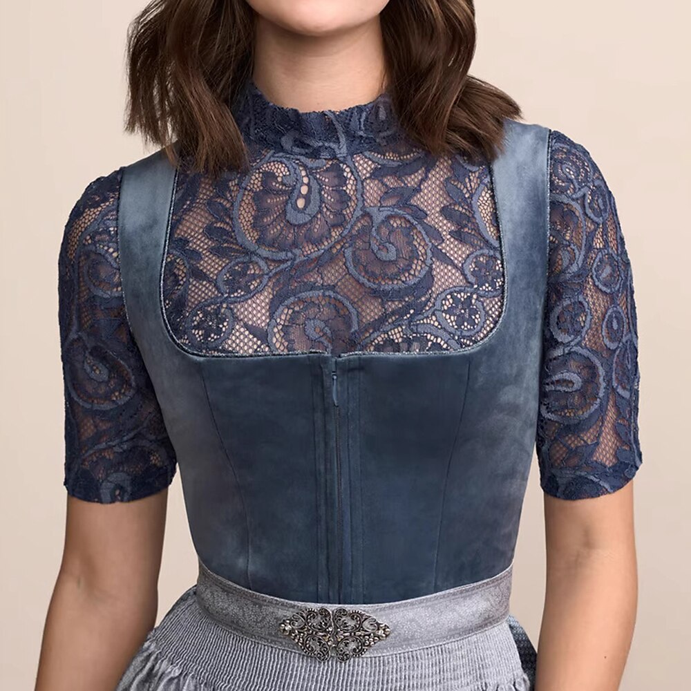 Robe Dirndl Traditionnelle en Bleu Foncé - Élégance Bavaroise pour Oktoberfest