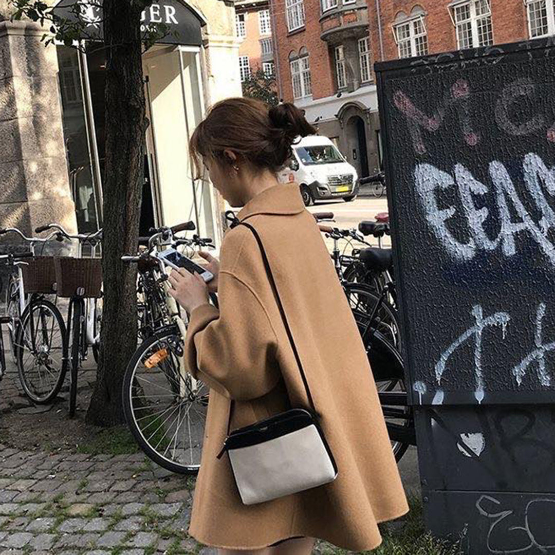 Manteau Femme Douillet à Fermeture Boutonnée - Mi-Long, Coupe Ample et Élégante