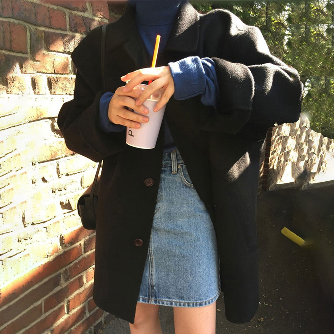 Manteau Femme Douillet à Fermeture Boutonnée - Mi-Long, Coupe Ample et Élégante