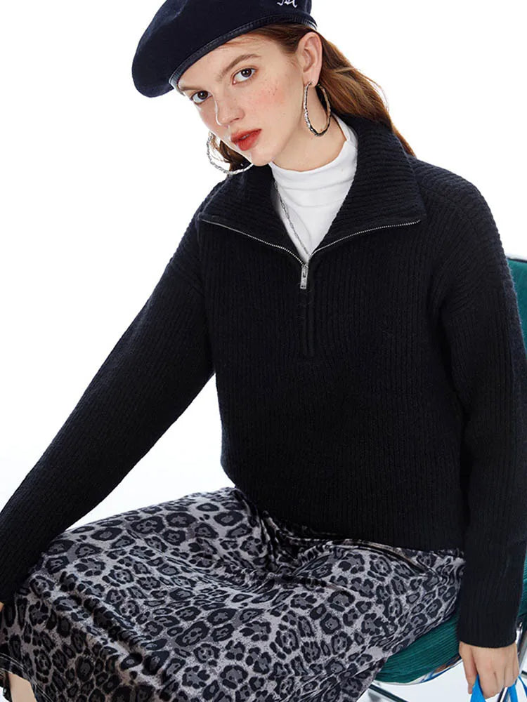 Pull Zippé en Cachemire pour Femme - Confort Douillet et Élégant pour l'Hiver