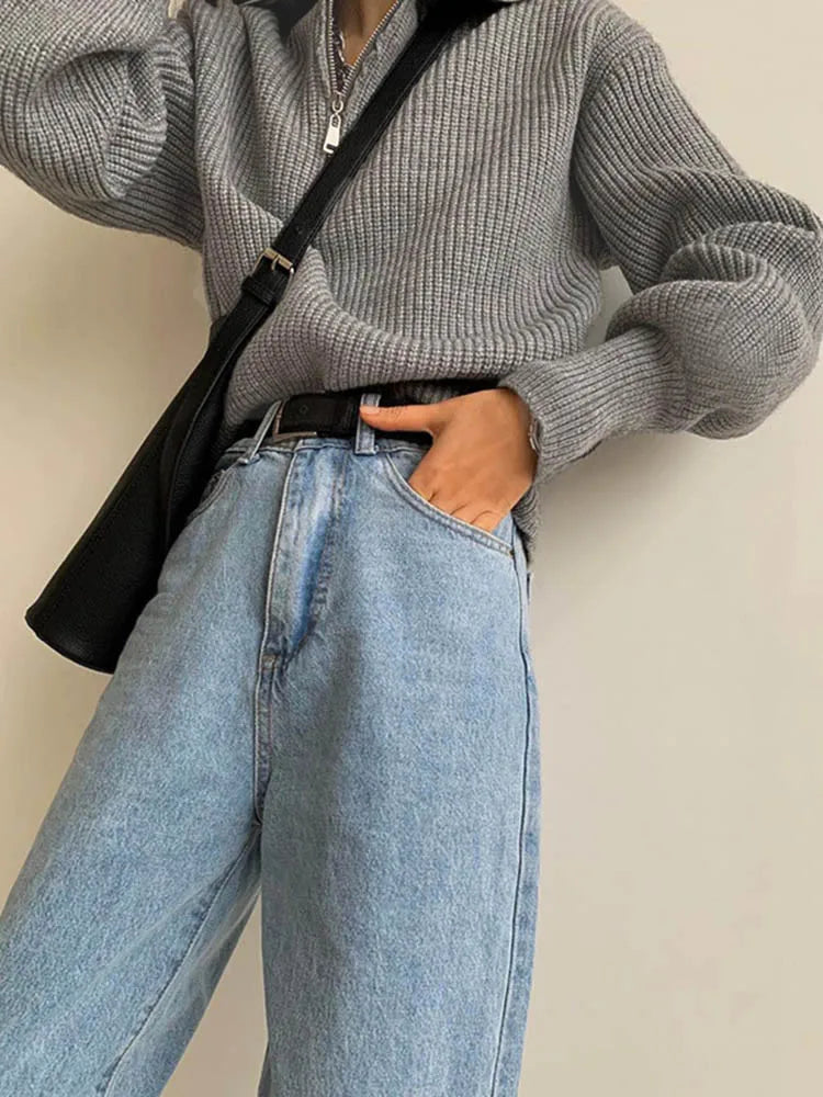 Pull Zippé en Cachemire pour Femme - Confort Douillet et Élégant pour l'Hiver