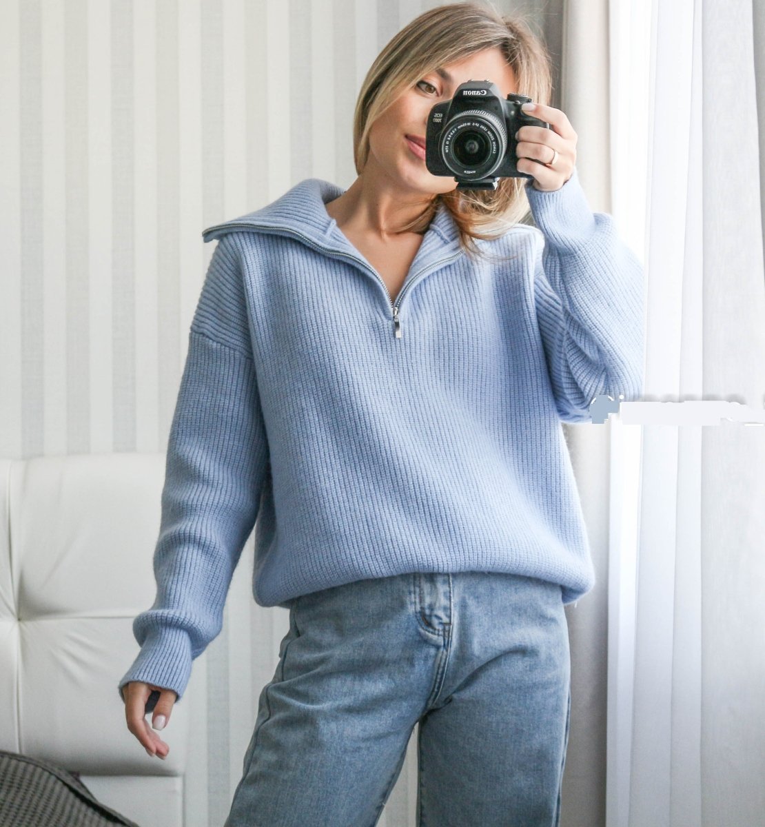 Pull Zippé en Cachemire pour Femme - Confort Douillet et Élégant pour l'Hiver