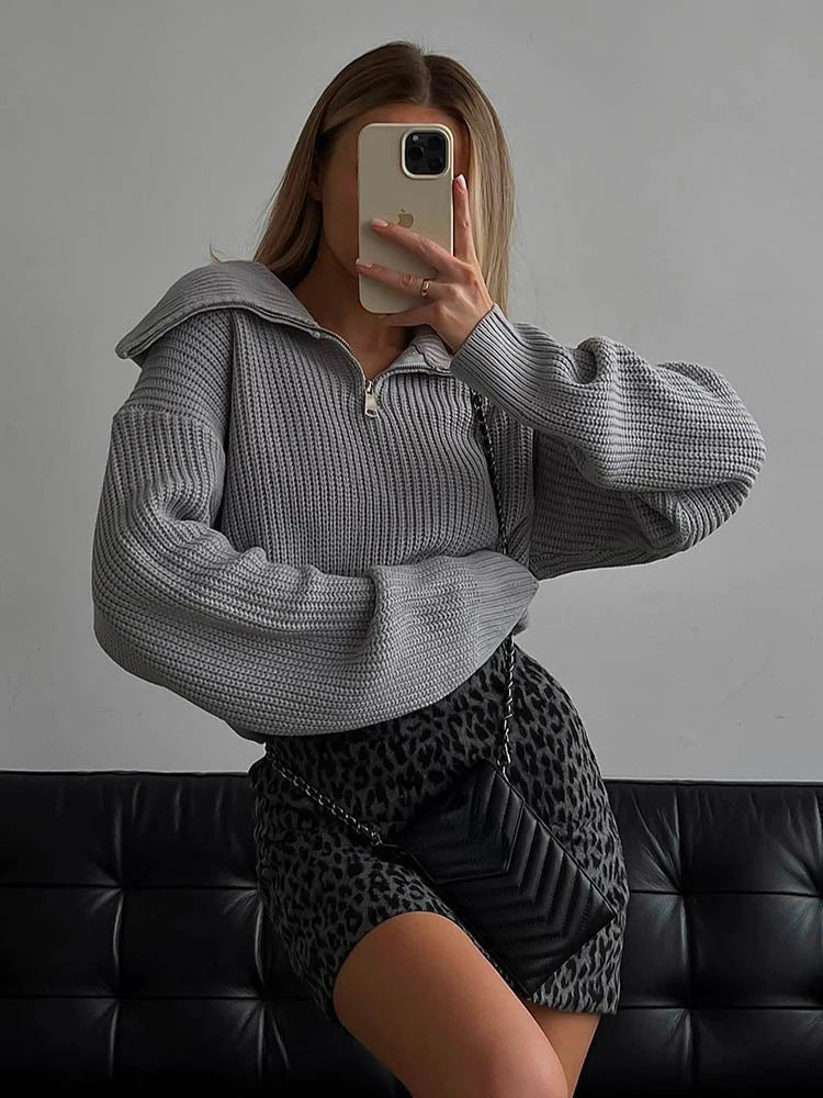 Pull Zippé en Cachemire pour Femme - Confort Douillet et Élégant pour l'Hiver