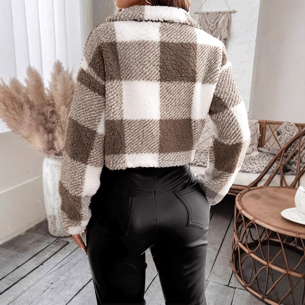 Manteau Sherpa Court Femme - Confort et Style pour l'Hiver