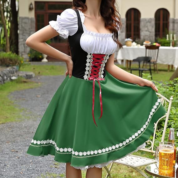 Robe Dirndl Bavaroise avec Blouse - Tenue Traditionnelle pour Oktoberfest