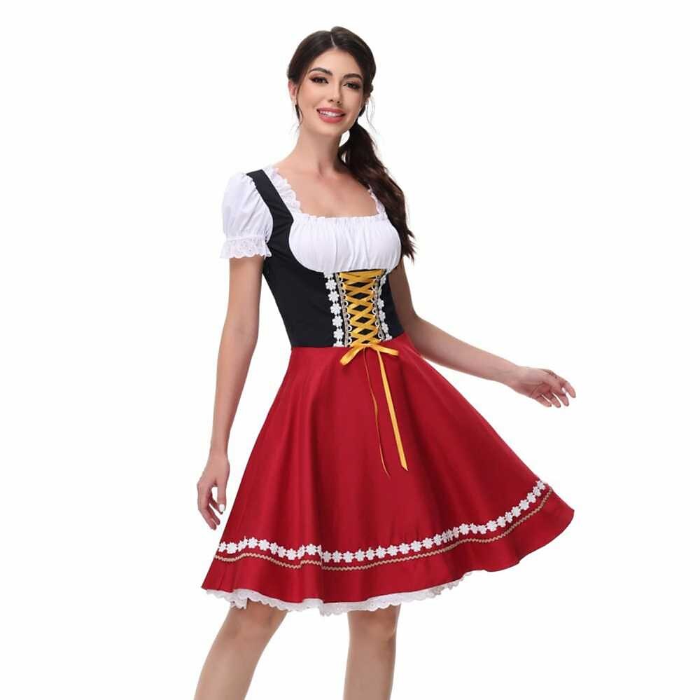 Robe Dirndl Bavaroise avec Blouse - Tenue Traditionnelle pour Oktoberfest