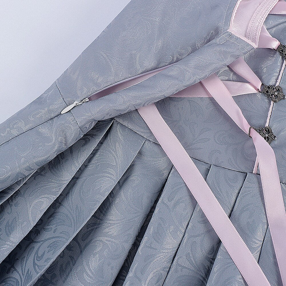 Robe Dirndl Grise avec Tablier - Élégance Traditionnelle pour Oktoberfest