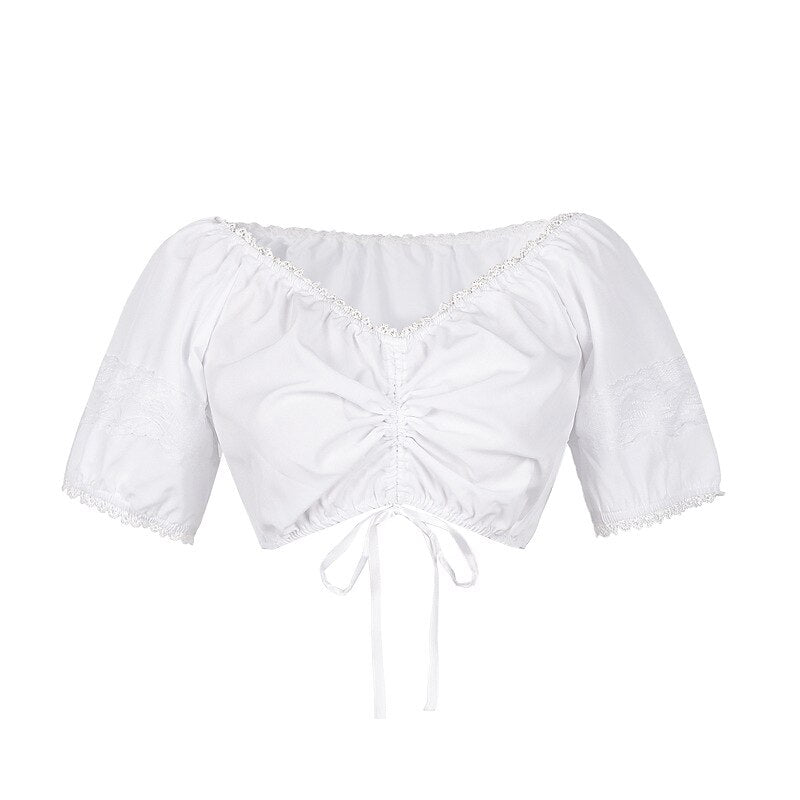 Robe Dirndl Fleurie Rose - Ensemble Traditionnel avec Tablier et Blouse