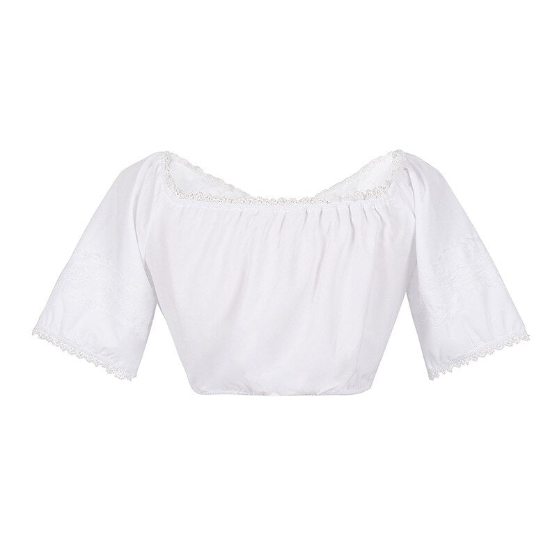 Robe Dirndl Fleurie Rose - Ensemble Traditionnel avec Tablier et Blouse