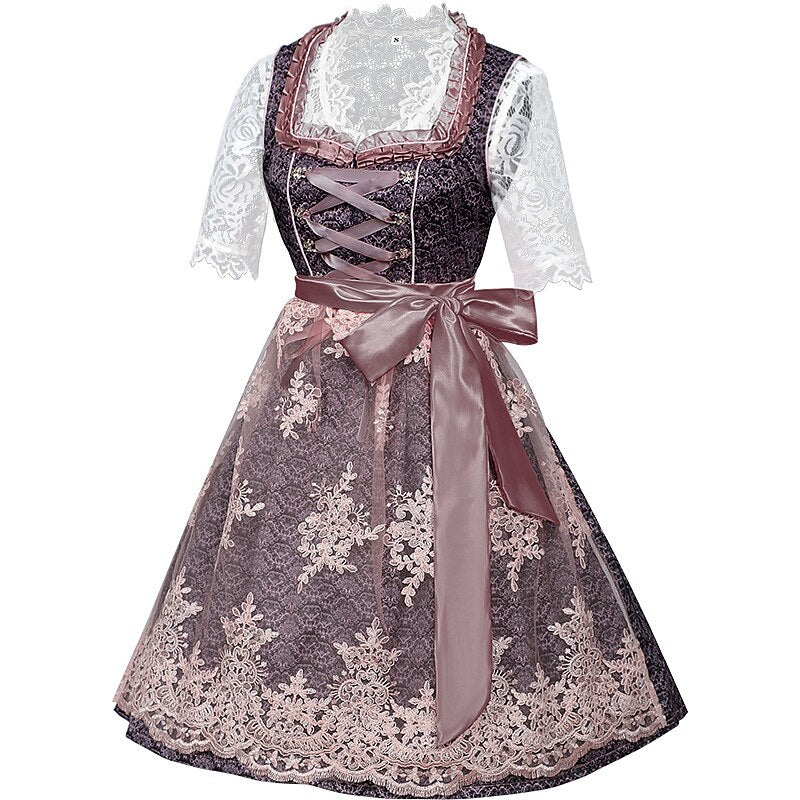 Robe dirndl traditionnelle avec broderie - Ensemble élégant pour Oktoberfest