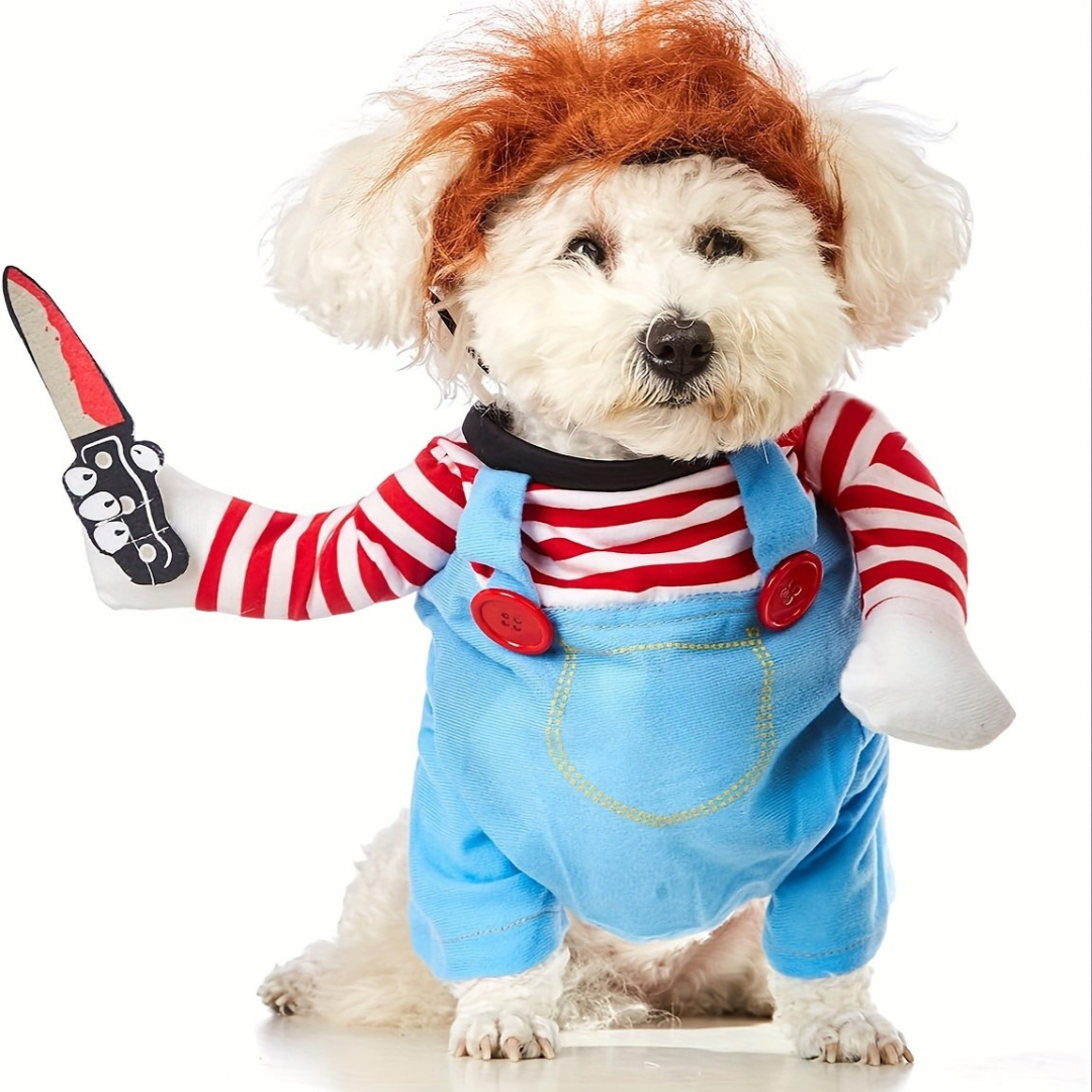 Costume Halloween pour Chien - Design Effrayant en Peluche Douce