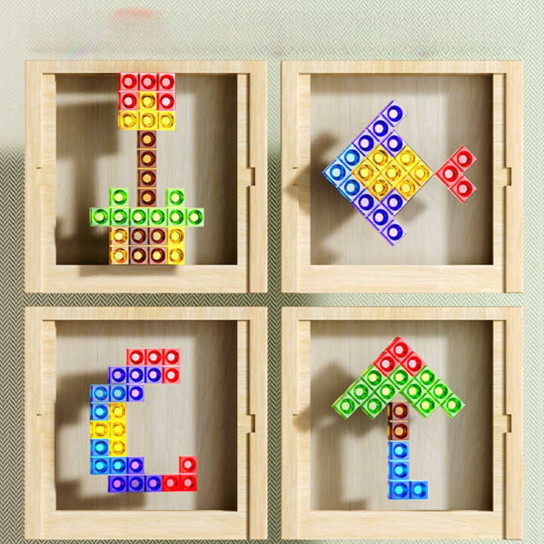 Jeu de Puzzle Tetris Écologique - Blocs en Bois Durables pour Amusement en Famille