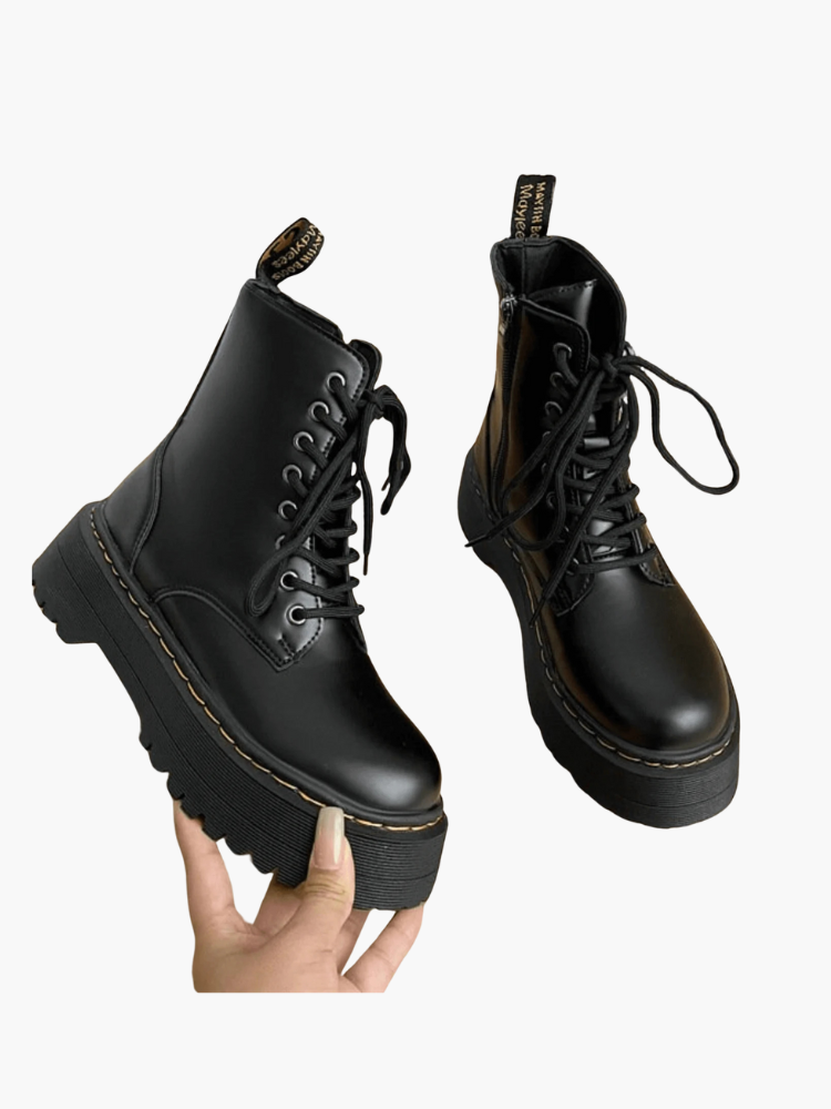 Bottes en Cuir à Semelle Épaisse - Style Urbain et Confort Ultime