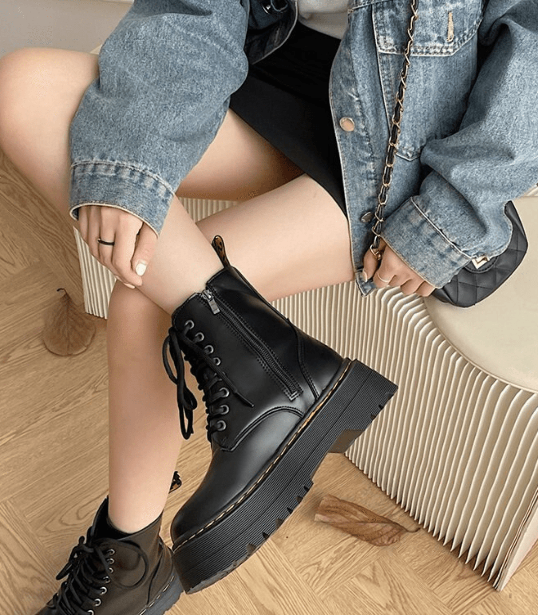 Bottes en Cuir à Semelle Épaisse - Style Urbain et Confort Ultime