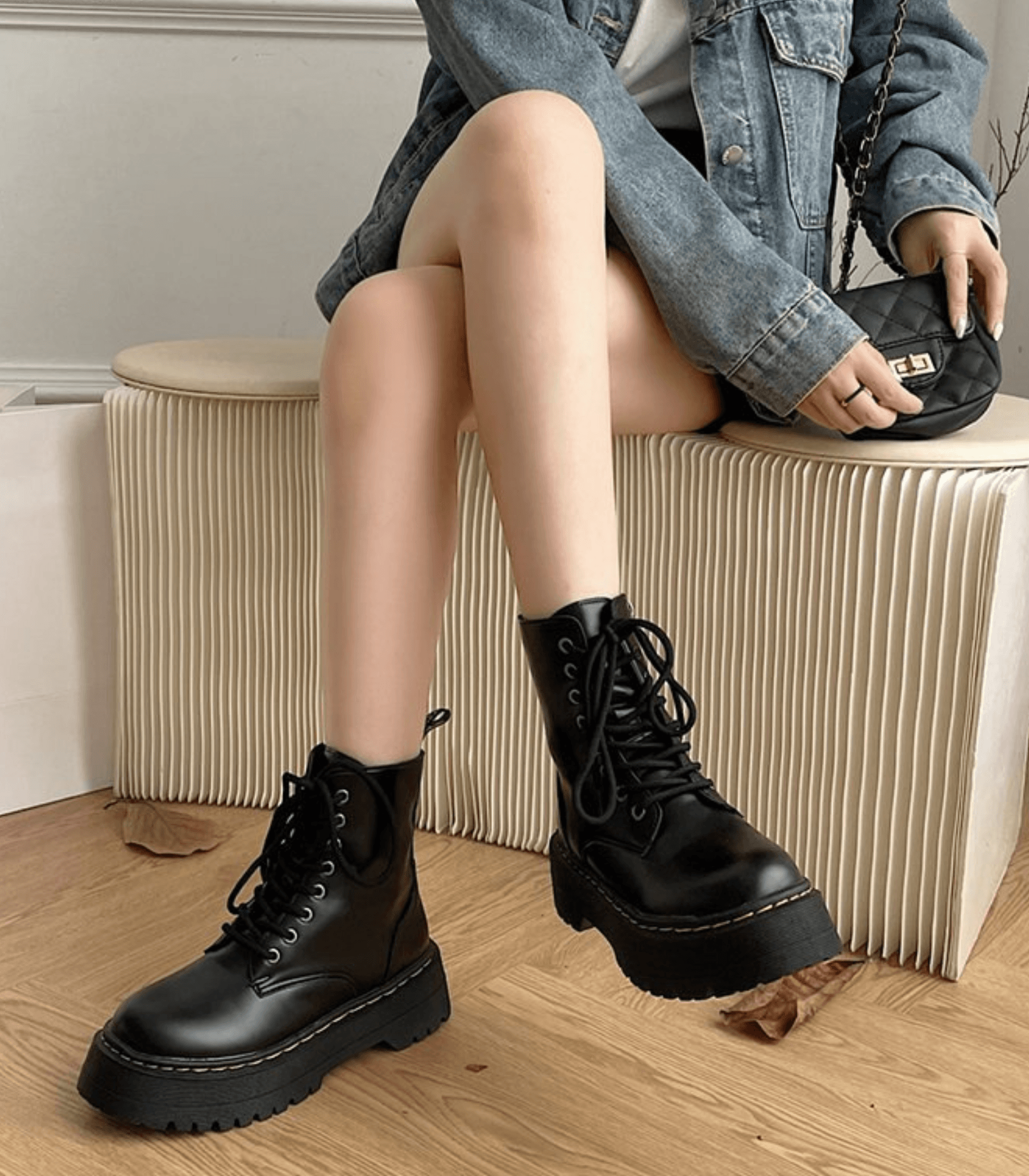 Bottes en Cuir à Semelle Épaisse - Style Urbain et Confort Ultime