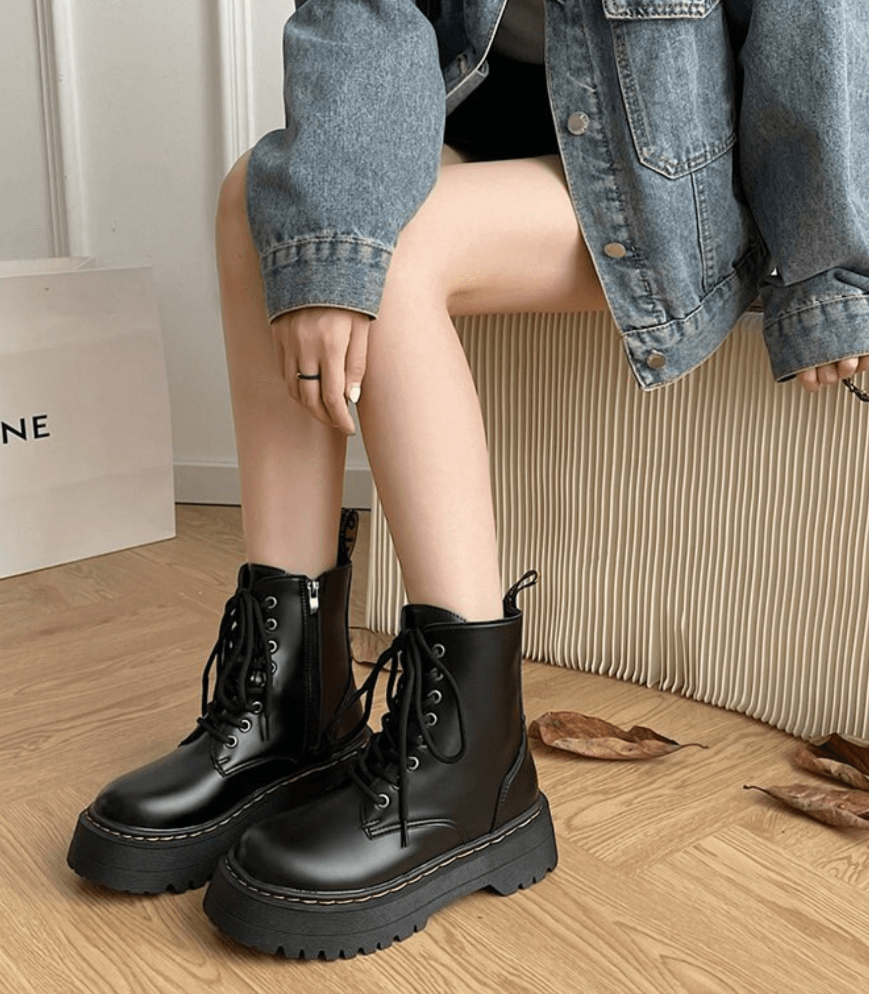 Bottes en Cuir à Semelle Épaisse - Style Urbain et Confort Ultime