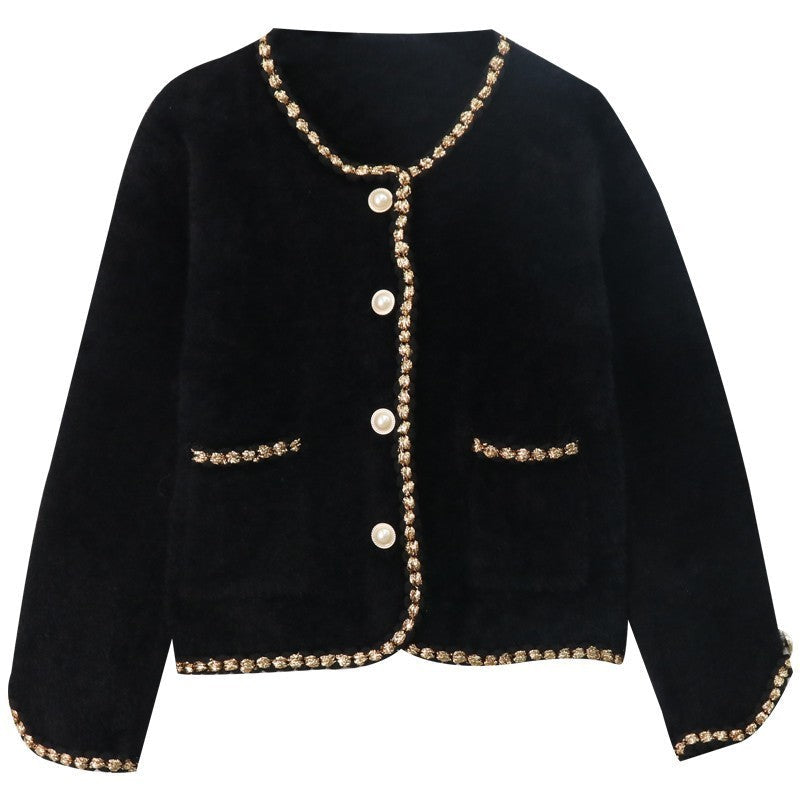 Cardigan en Velours de Vison pour Femmes - Manches Dramatiques et Style Élégant