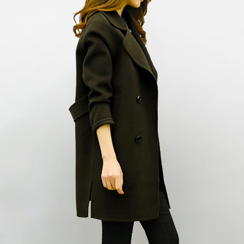Manteau Long en Mélange de Laine - Coupe Ajustée pour l'Hiver et l'Automne