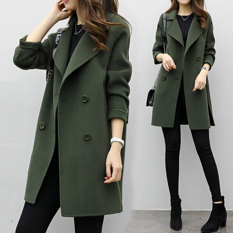 Manteau Long en Mélange de Laine - Coupe Ajustée pour l'Hiver et l'Automne