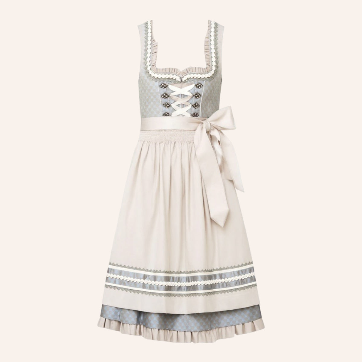 Robe dirndl abricot élégante - Style traditionnel avec laçage romantique