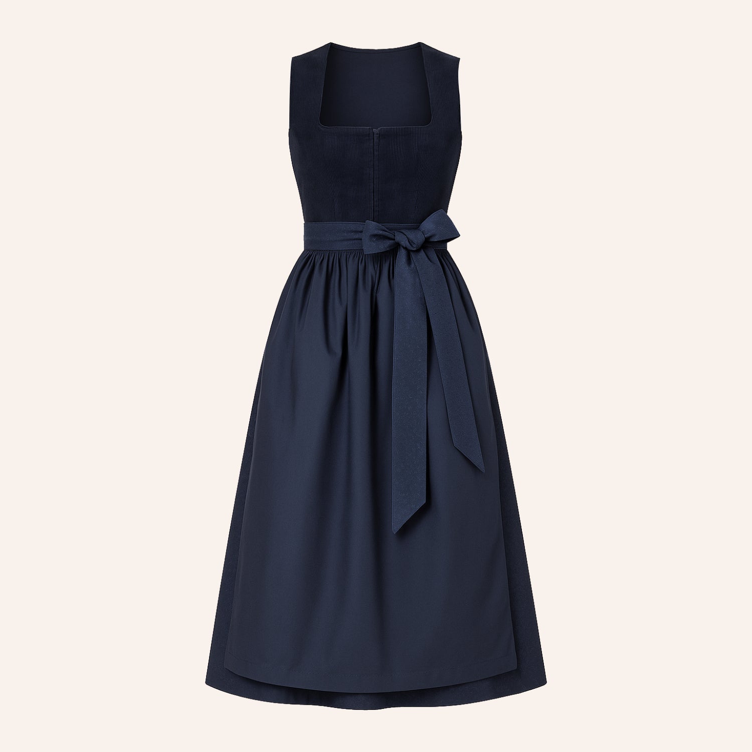 Robe dirndl bleu marine élégante - Tablier assorti et coupe féminine