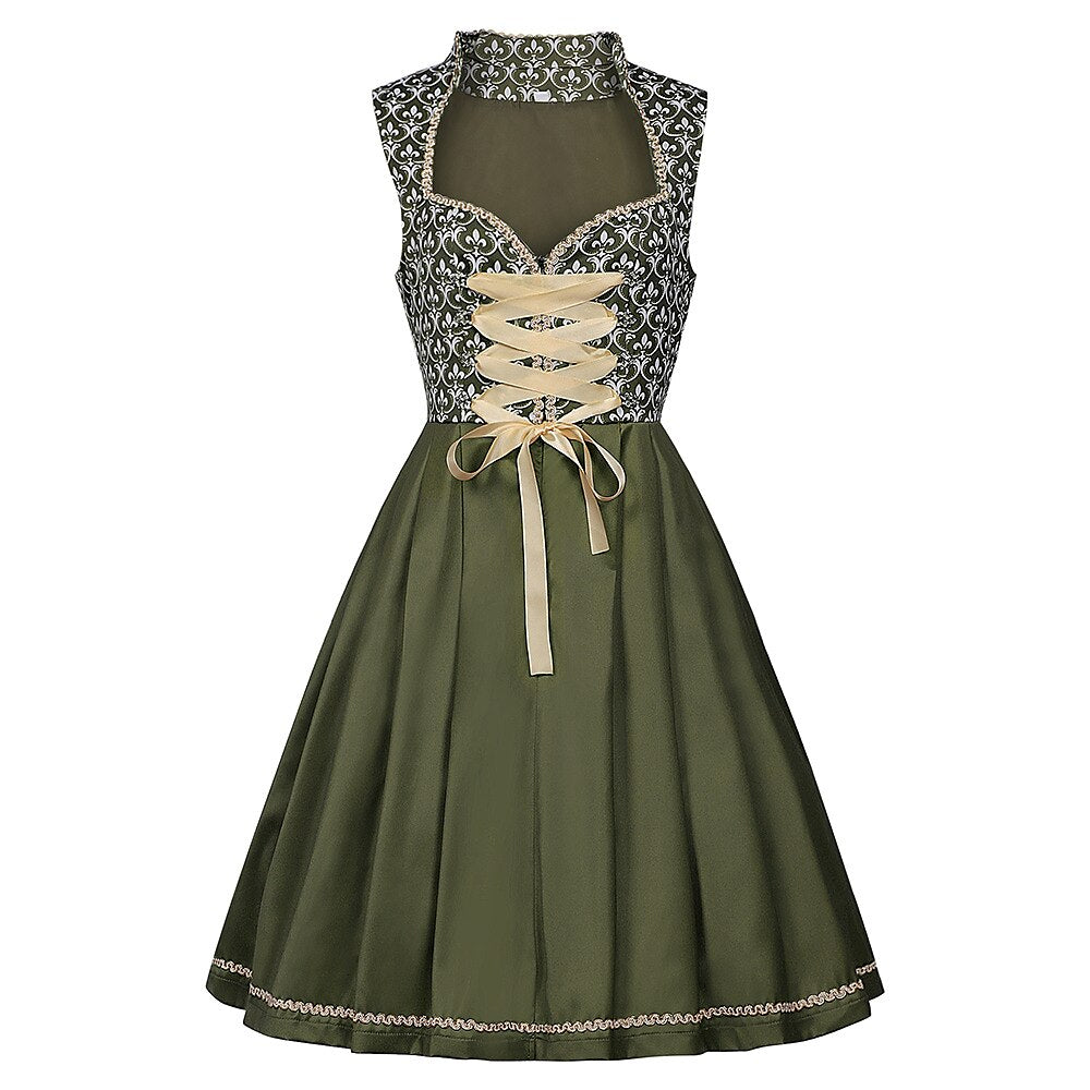 Robe dirndl verte brodée - Élégante avec Tablier Assorti
