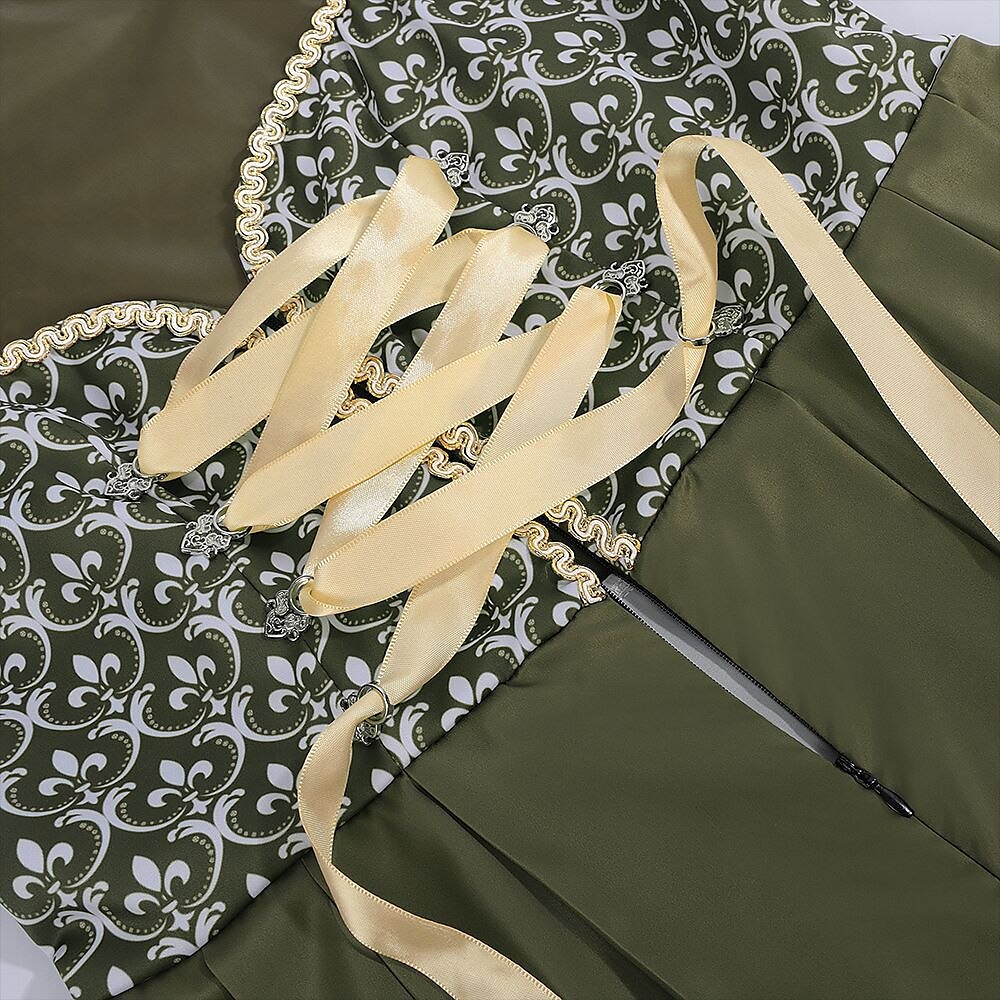 Robe dirndl verte brodée - Élégante avec Tablier Assorti