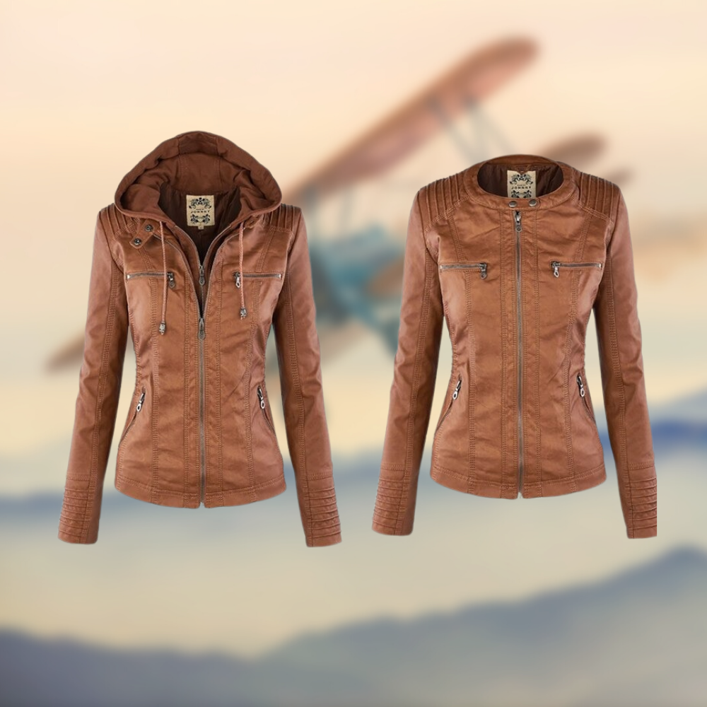 Veste en Cuir à Capuche pour Femmes - Élégante, Confortable et Fonctionnelle