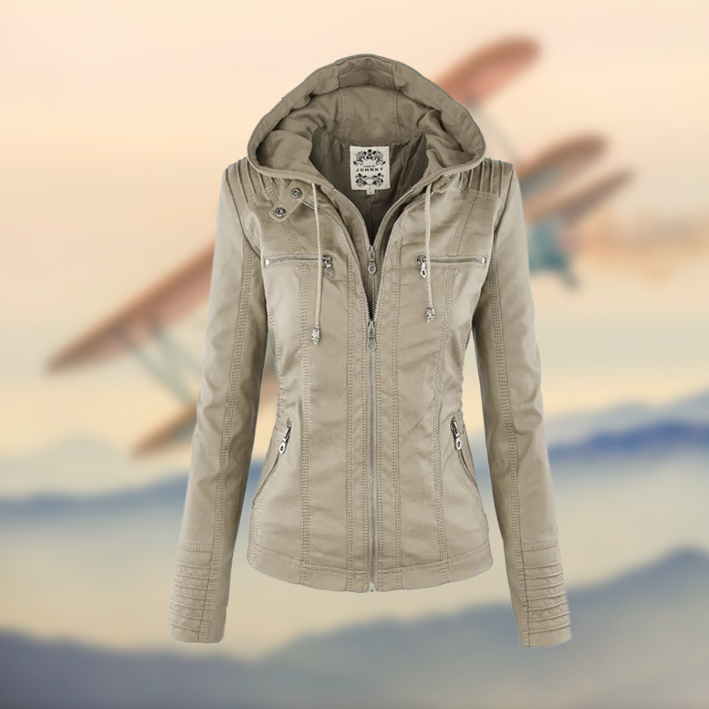 Veste en Cuir à Capuche pour Femmes - Élégante, Confortable et Fonctionnelle