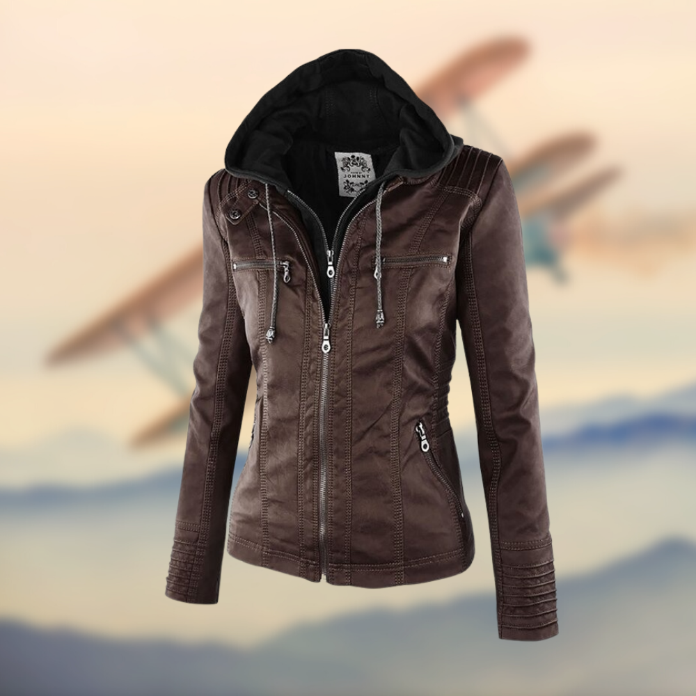 Veste en Cuir à Capuche pour Femmes - Élégante, Confortable et Fonctionnelle