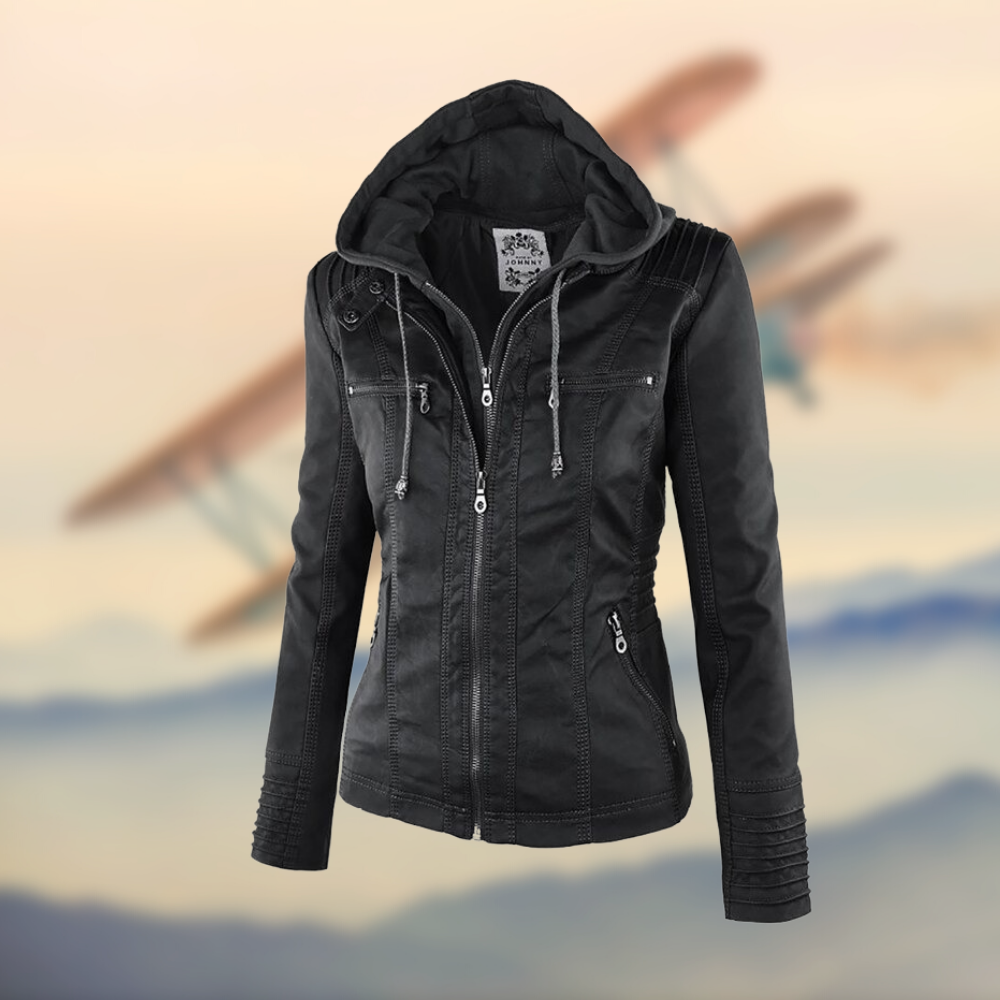 Veste en Cuir à Capuche pour Femmes - Élégante, Confortable et Fonctionnelle