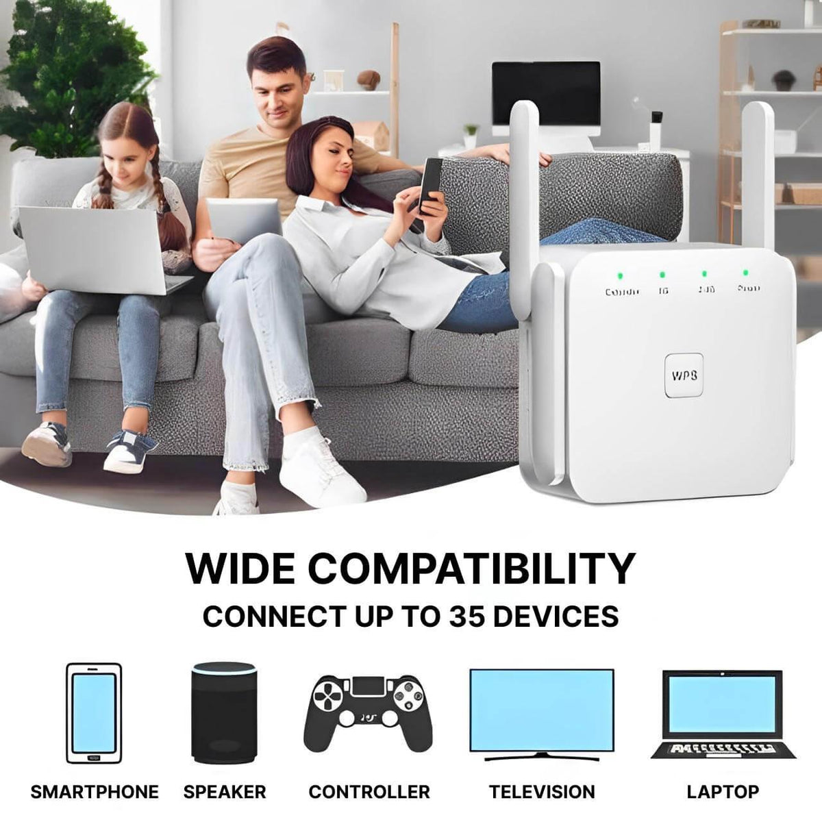 Répéteur WiFi Longue Portée Efficace - Couverture Améliorée et Installation Facile