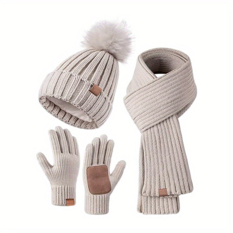 Ensemble d'accessoires d'hiver 3-en-1 - Chapeau, écharpe et gants confortables