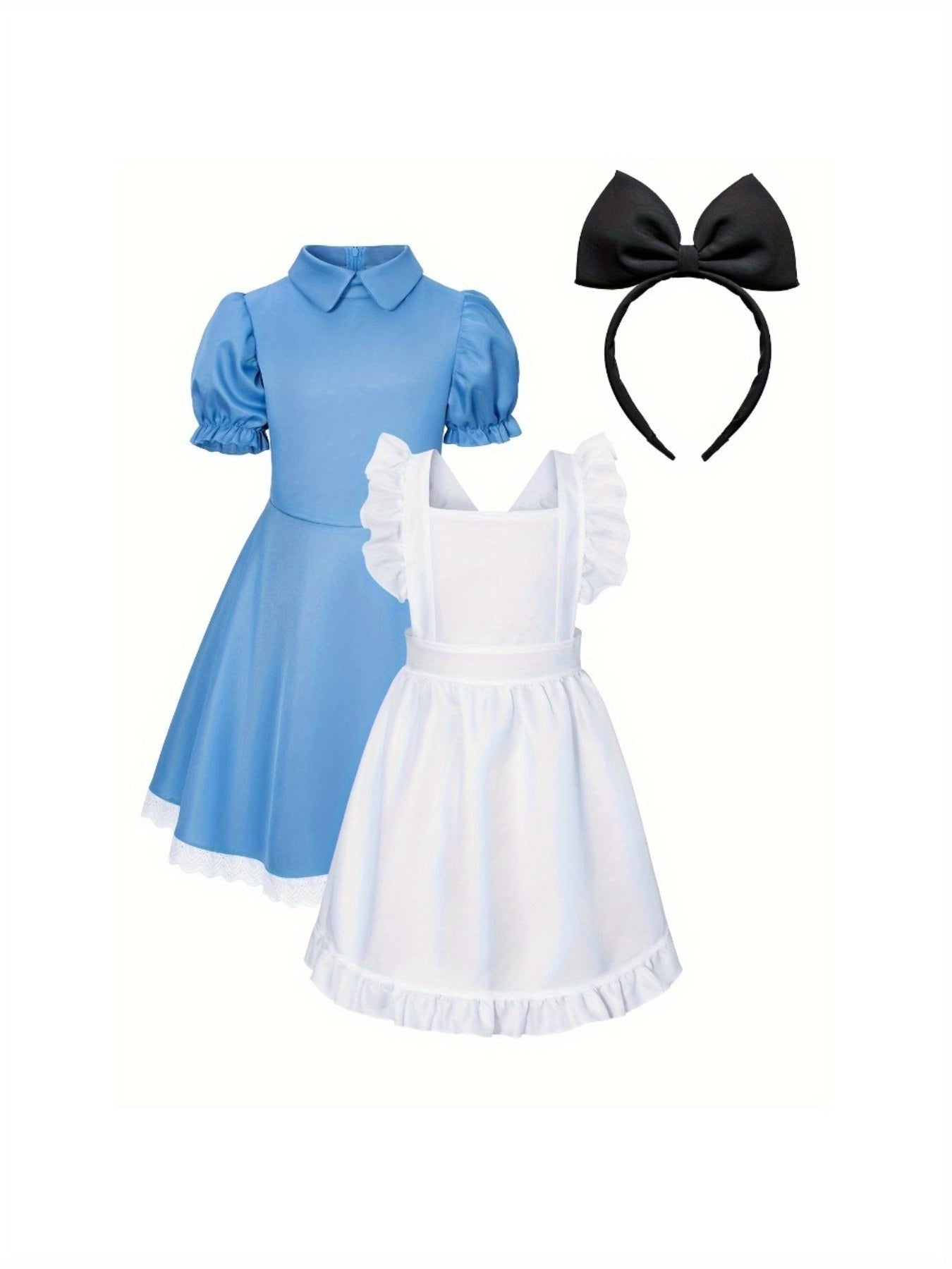 Robe de Costume d'Halloween pour Filles - Ensemble Complet avec Manches Bouffantes