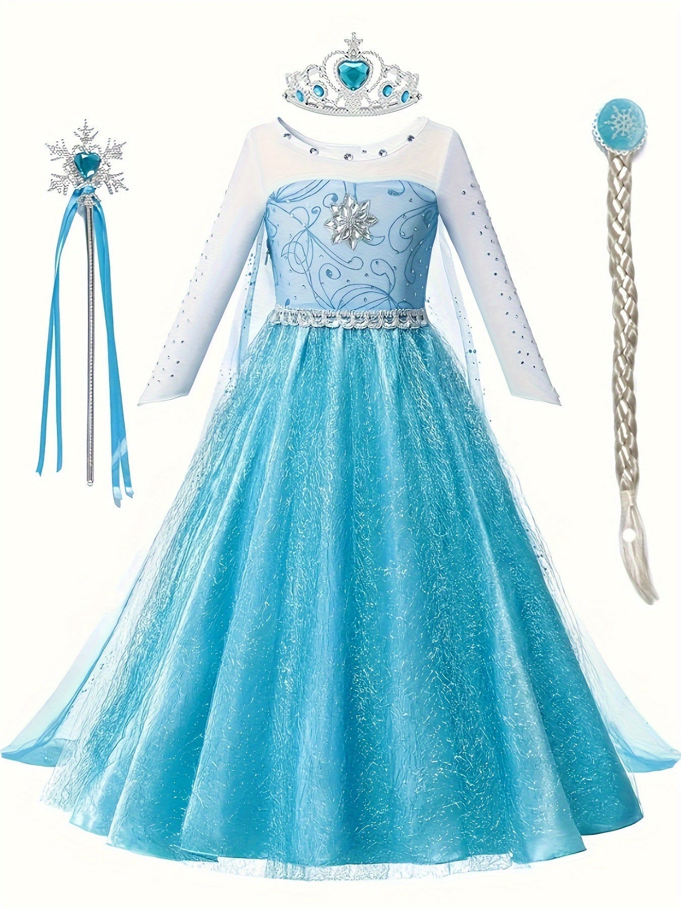 Robe de Princesse Halloween Glitter - Confortable et Éblouissante à Manches Longues