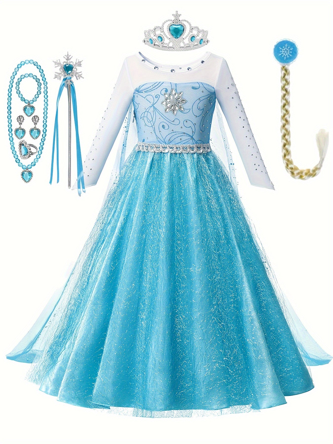 Robe de Princesse Halloween Glitter - Confortable et Éblouissante à Manches Longues