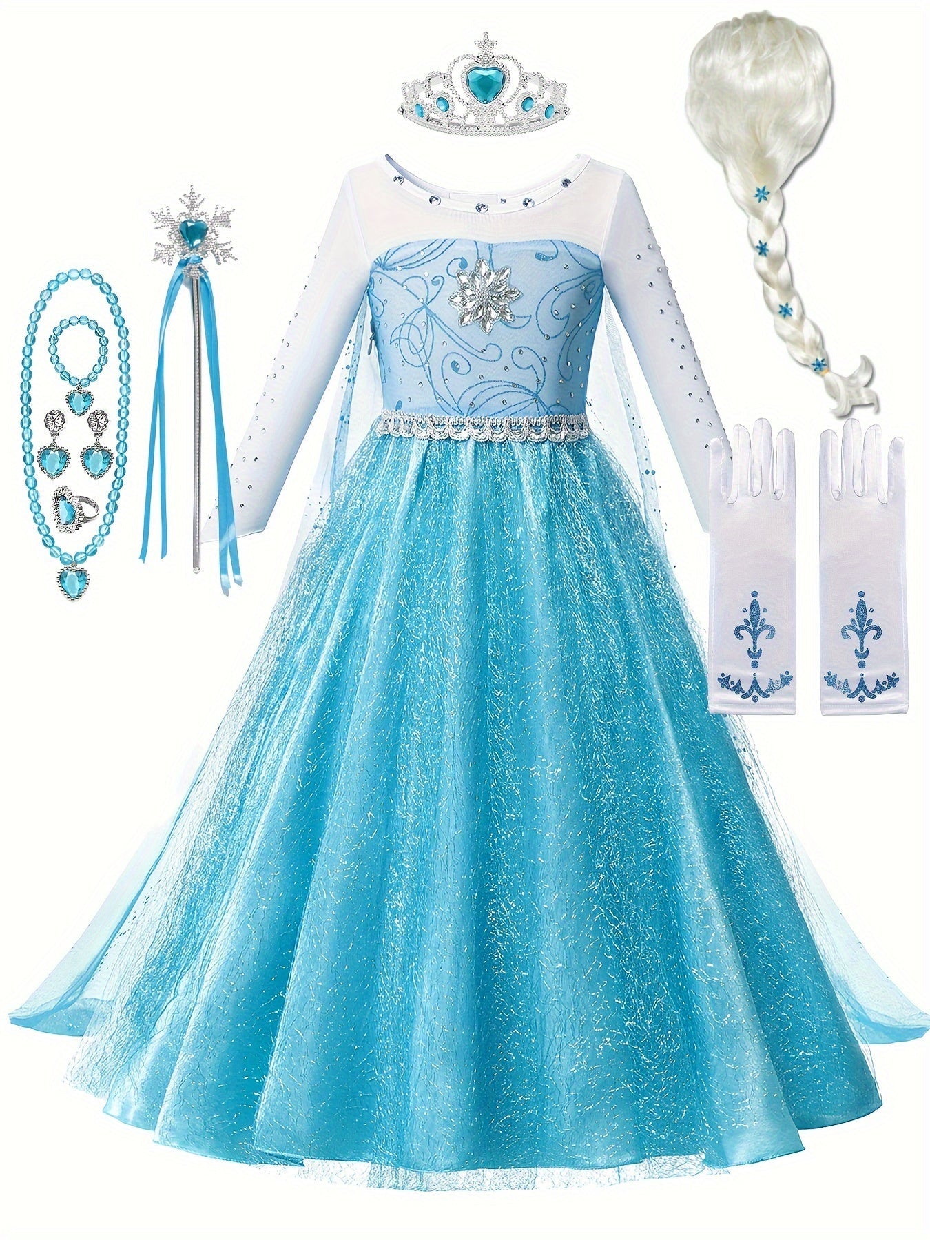 Robe de Princesse Halloween Glitter - Confortable et Éblouissante à Manches Longues