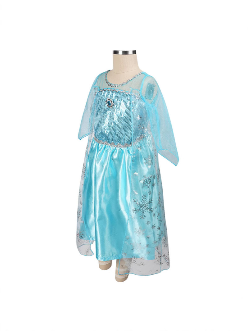 Costume de Princesse Halloween pour Filles - Robe Maxi à Manches Longues et Sequins