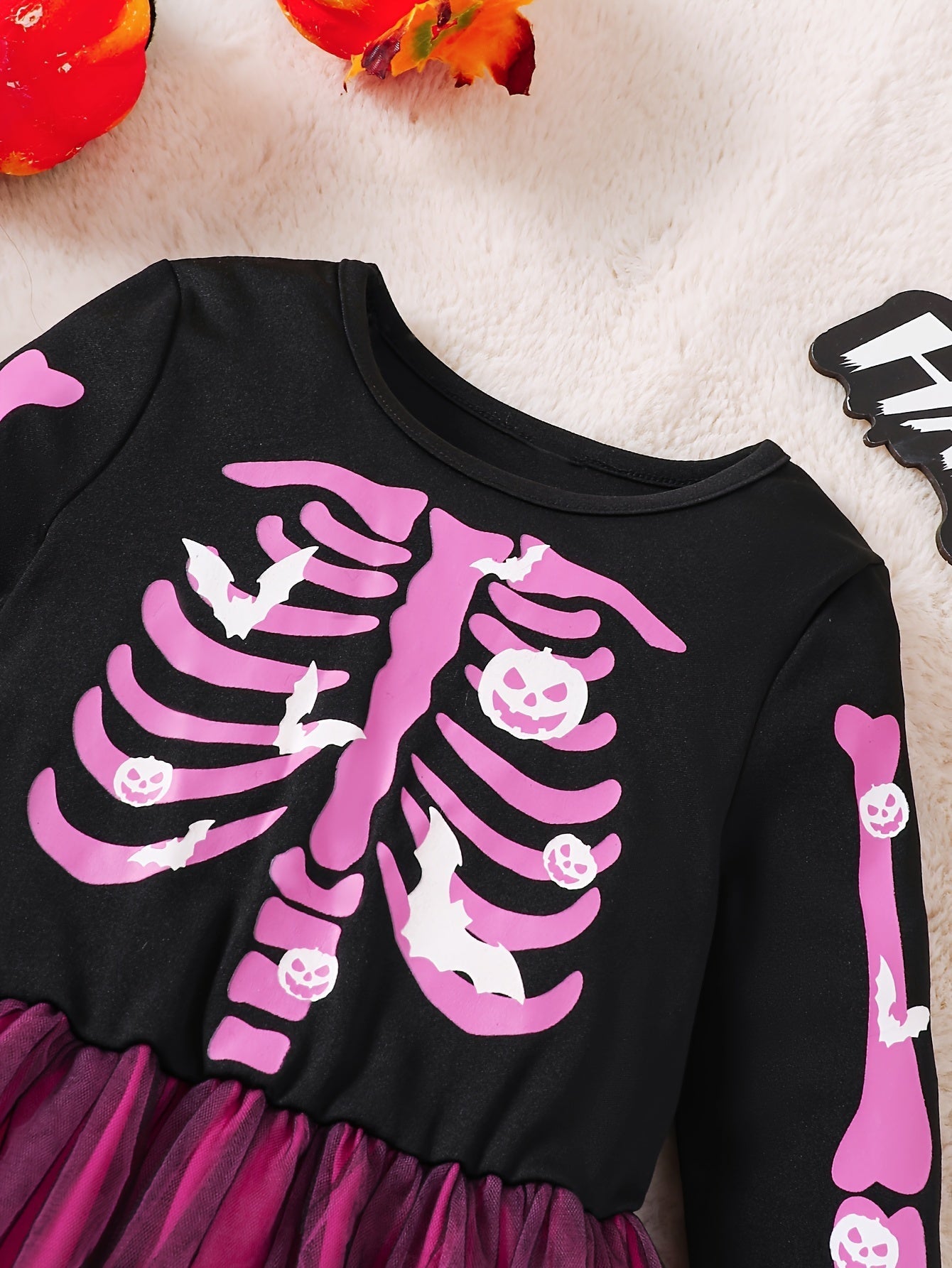 Robe de Costume Squelette pour Filles - Confortable et Festive pour Halloween
