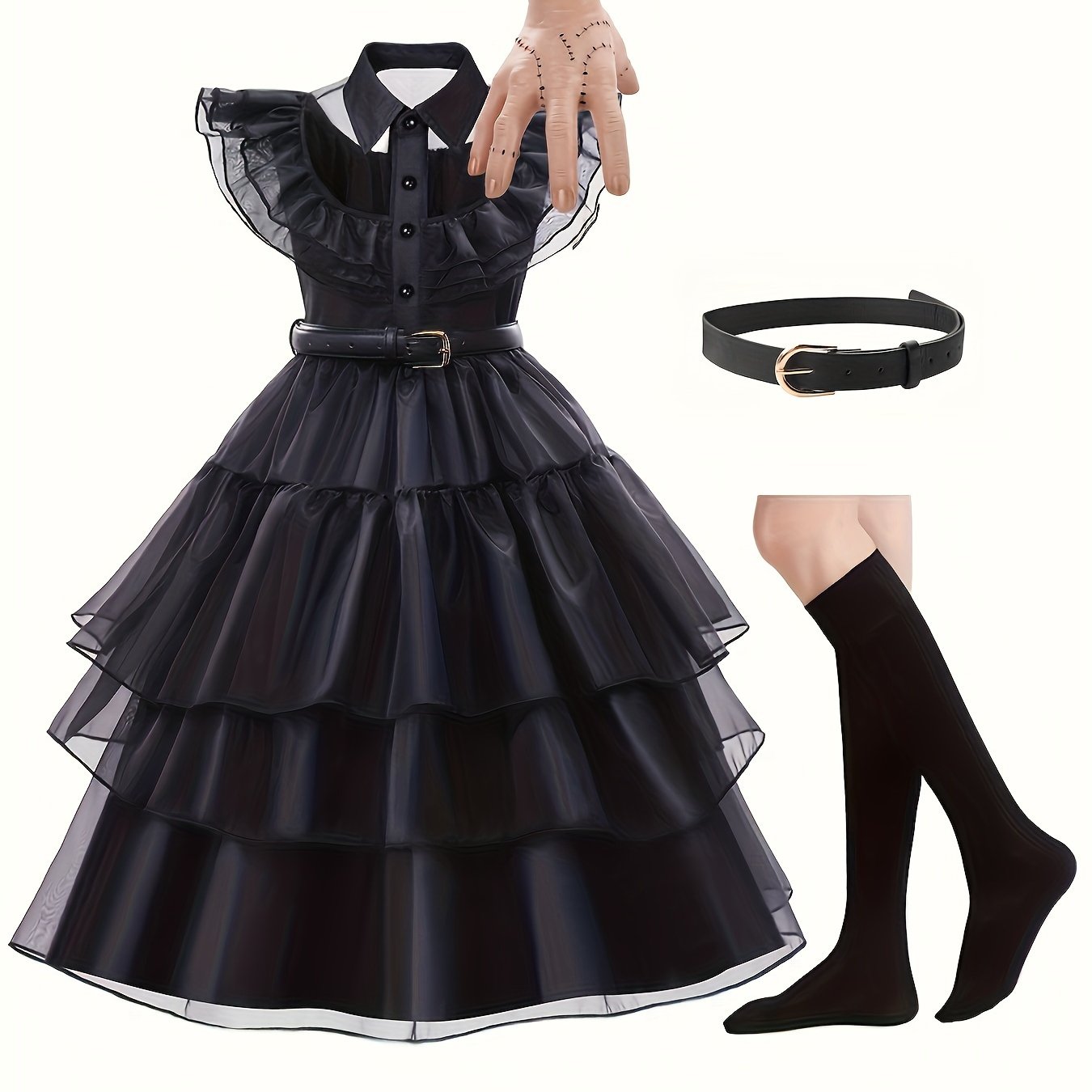 Robe d'Halloween Gothique pour Filles - Costume Complet avec Accessoires Effrayants