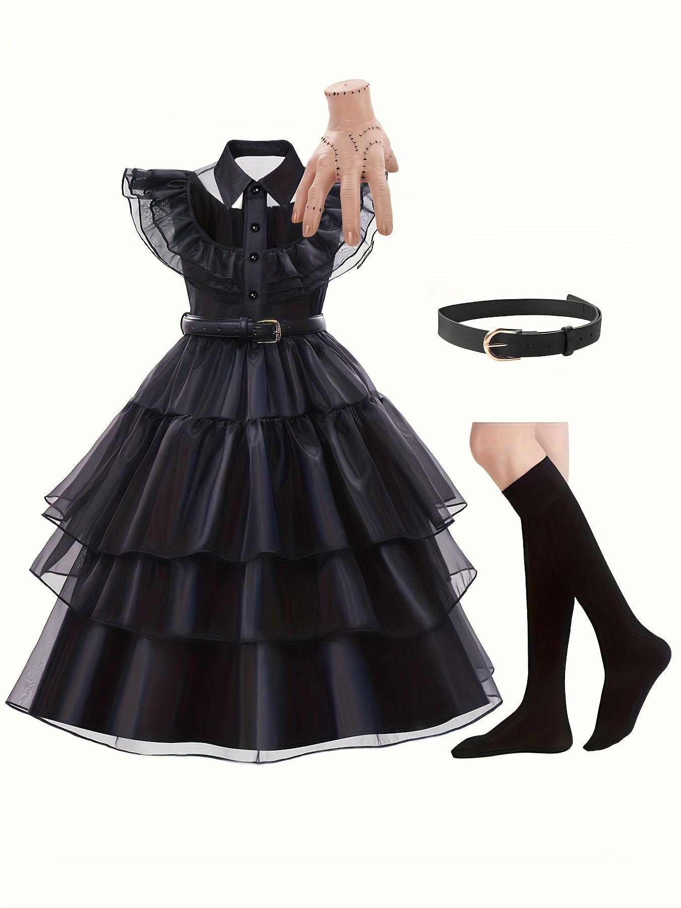 Robe d'Halloween Gothique pour Filles - Costume Complet avec Accessoires Effrayants