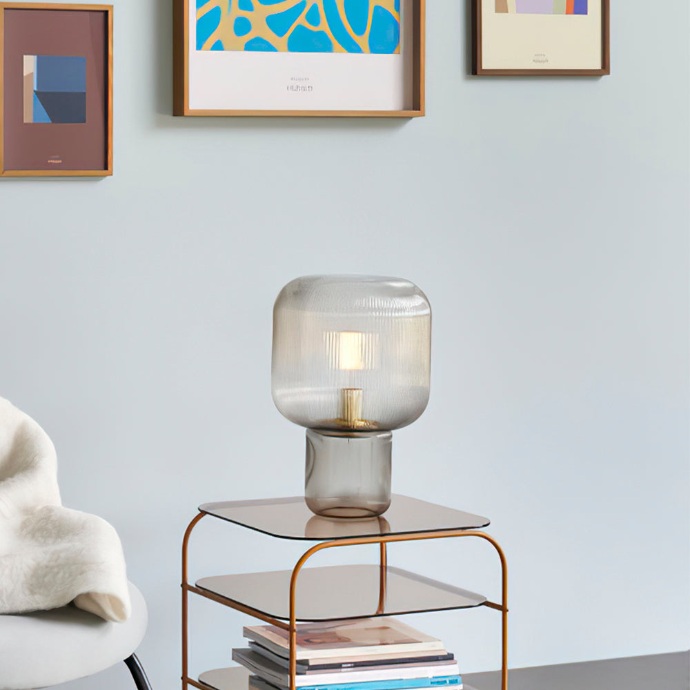 Lampe de Table en Verre et Métal - Élégance et Lumière Chaleureuse