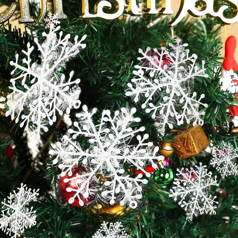 Flocons de Neige Pailletés pour Noël - Décorations Scintillantes et Polyvalentes